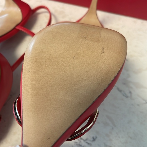 Valentino Leather V Logo Slingback Sandals Size 37.5 ♥️ - Picture 5 of 12